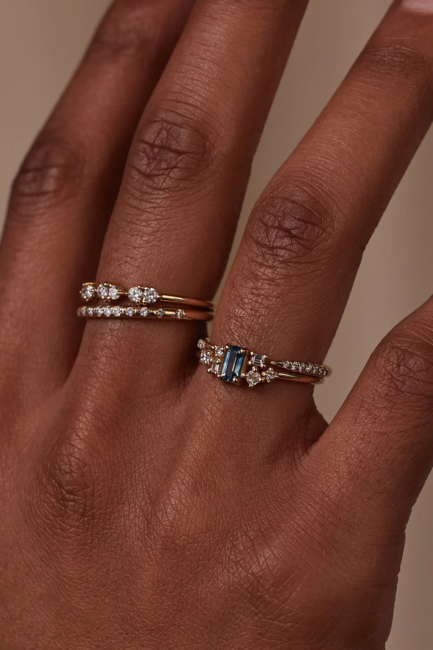 EMERALD CUT SAPPHIRE AND DIAMOND MOSAIC RING NO. 50