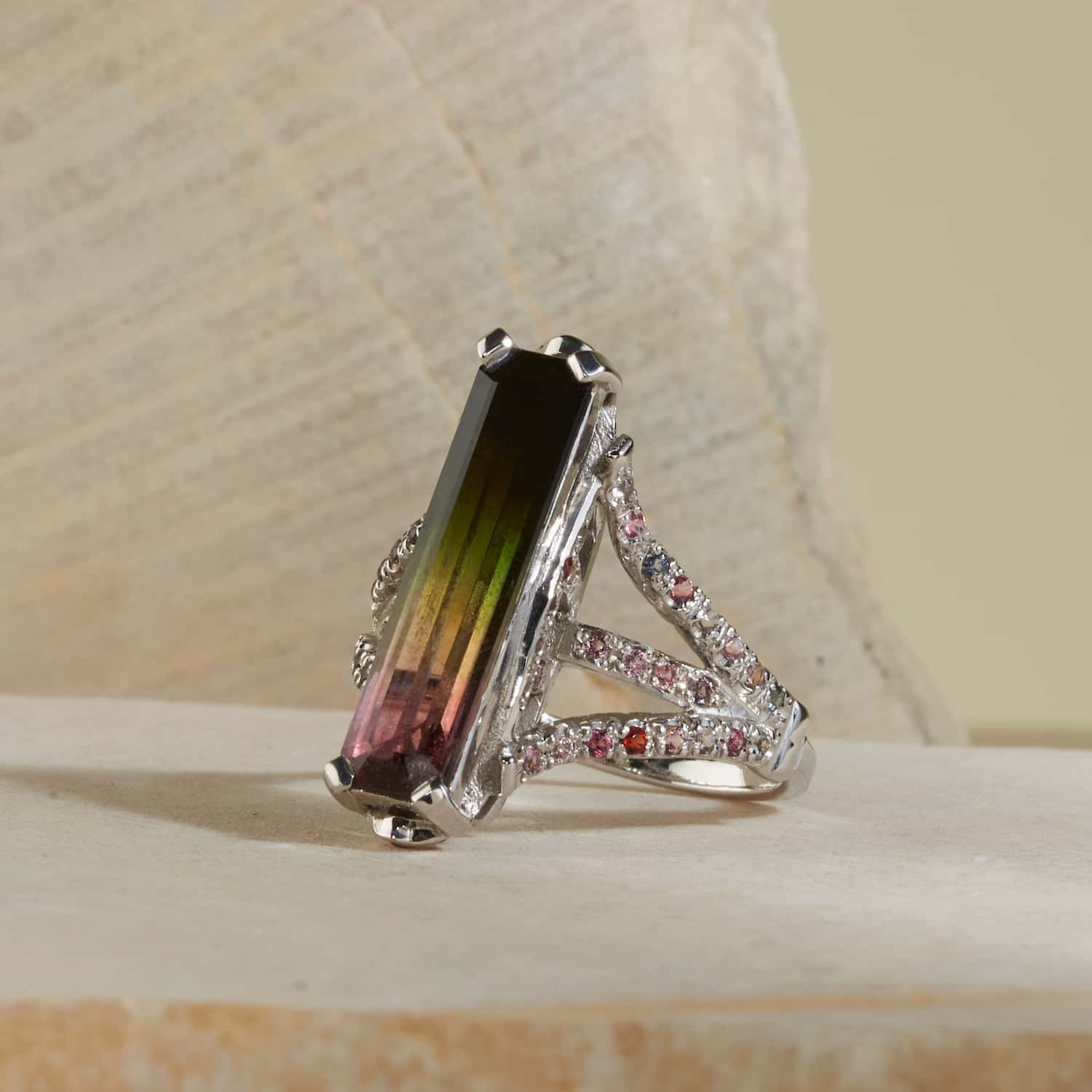 Anillo turmalina tri-color