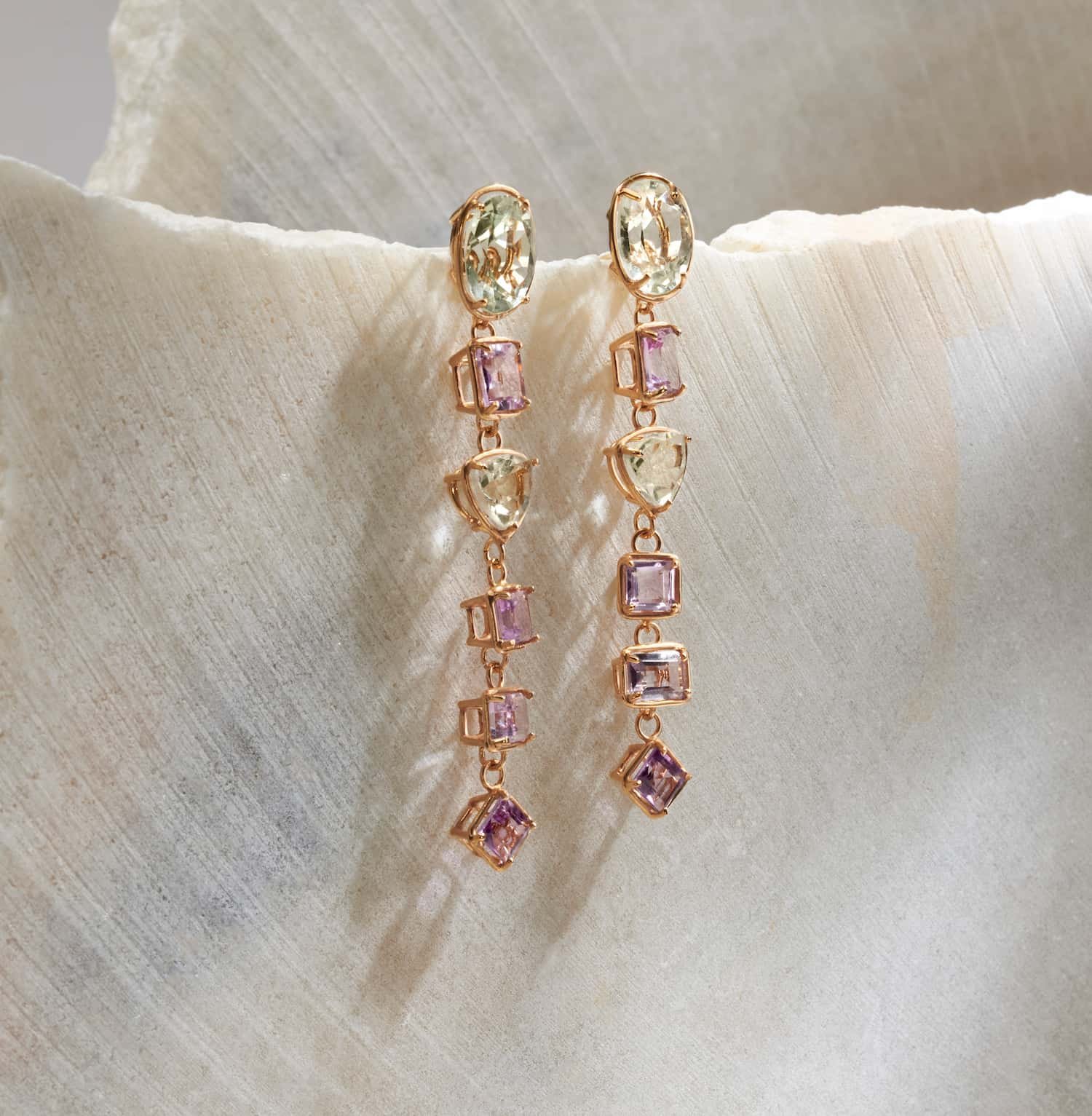 Aretes largos amatista