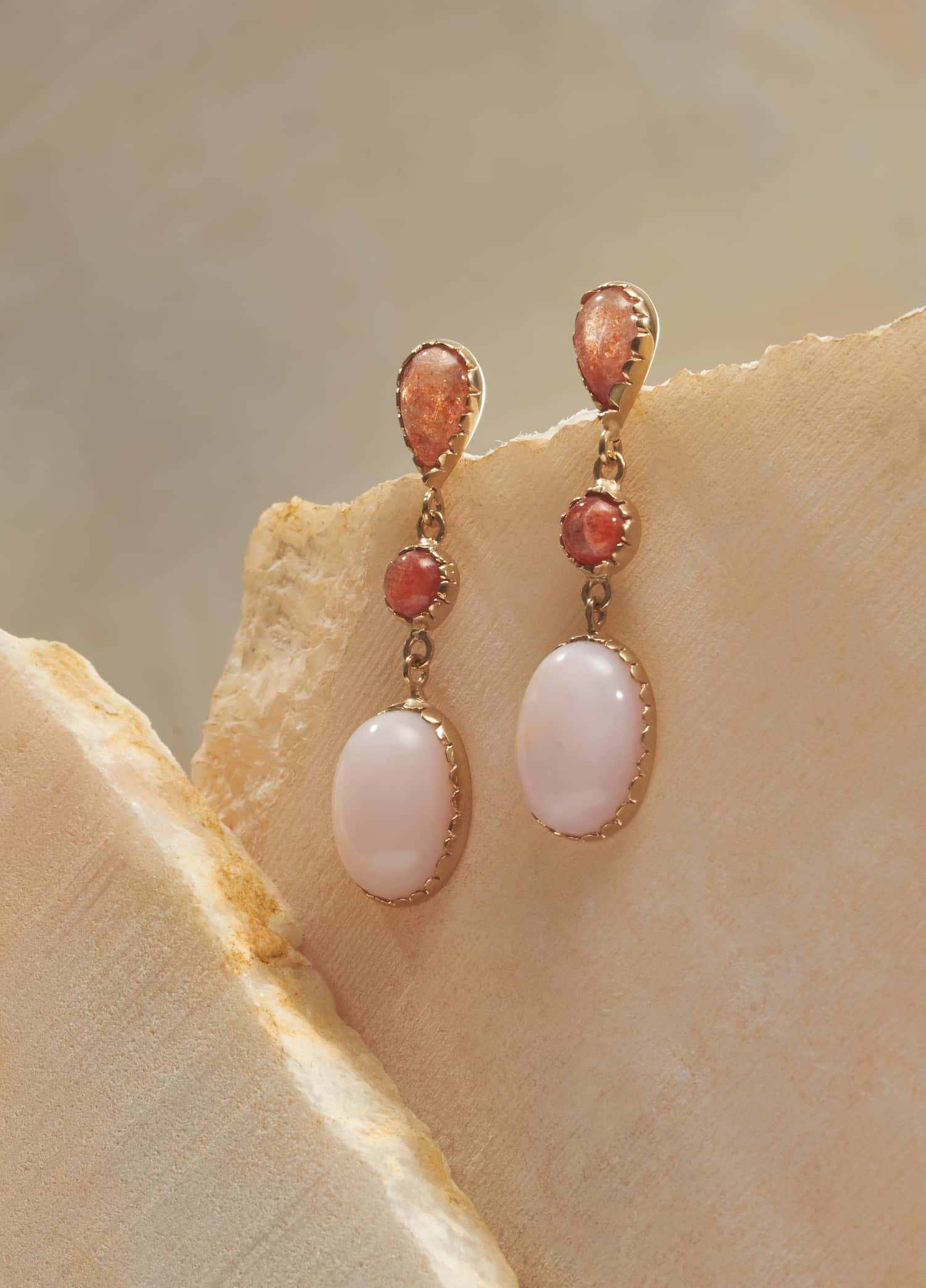 Aretes opalo rosa